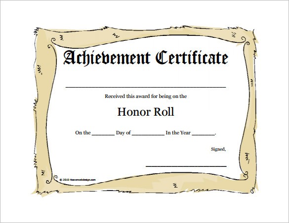 8 Printable Honor Roll Certificate Templates Samples DOC PDF Free