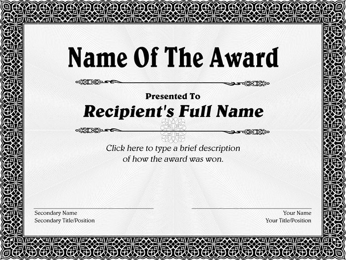 82 Free Printable Certificate Template Examples In PDF Word Award
