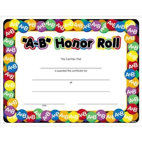 A B Honor Roll Award Certificates 9 Series 8 1 2 X 11 Free Printable