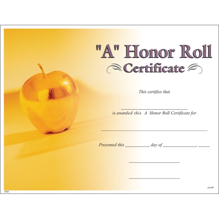 A Honor Roll Certificate Jones School Supply Free Printable