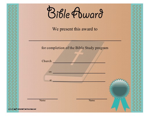 A Printable Certificate To Be Presented Upon Completion Of Bible Christian