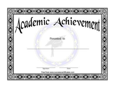 Academic Achievement Award 1 Certificate Templates Teachers Template