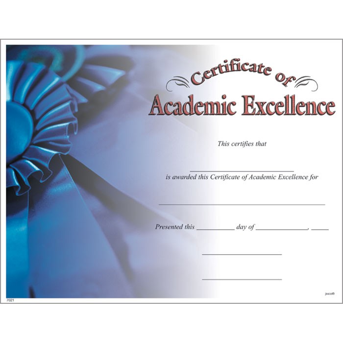 Academic Excellence Certificate Jones School Supply Award