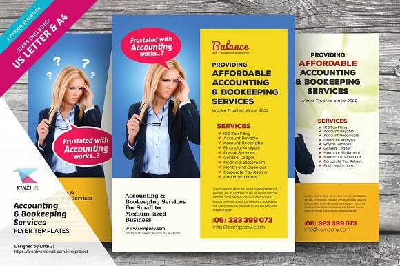 Accounting Bookkeeping Flyers Flyer Templates Creative Market Sample Brochures