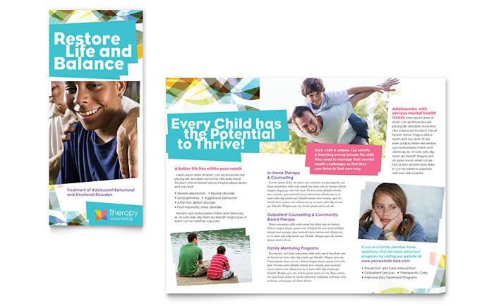 Adolescent Counseling Tri Fold Brochure Design Template By Free
