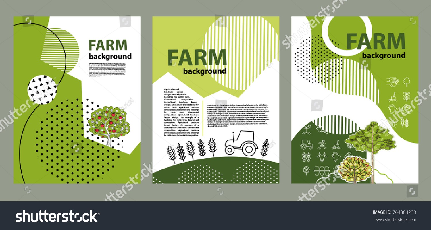 Agricultural Brochure Layout Design Geometrical Composition Stock