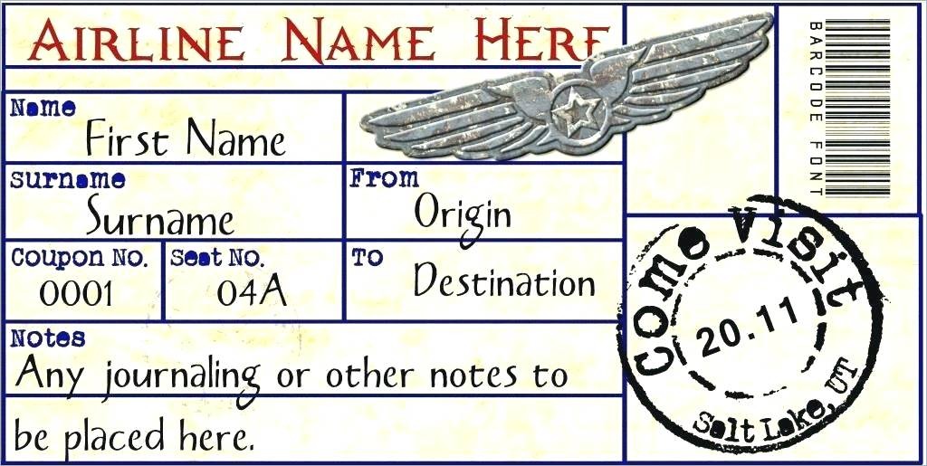 Airline Ticket Template Free Download Police Fake