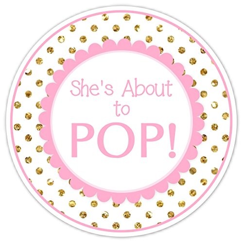 Amazon Com 12 Baby Shower Labels She S About To Pop Stickers Gold Ready