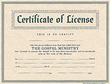 Amazon Com Certificate Of License For Minister Holman Ministers Free Preacher