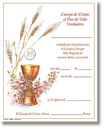Amazon Com First Communion Spanish Certificate 8 X 10 Inches Free