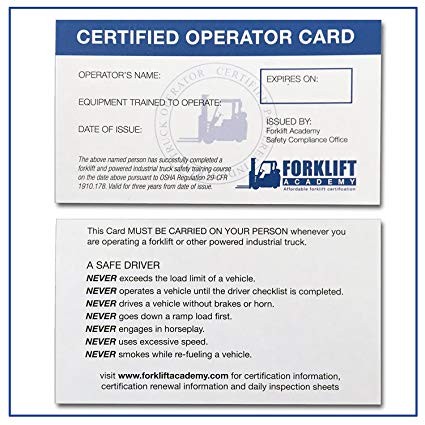 Amazon Com Forklift Certification Wallet Cards Package Of 20 Operator Card Template