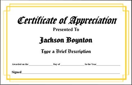 Amazon Com Personalized Custom Certificate Of Appreciation