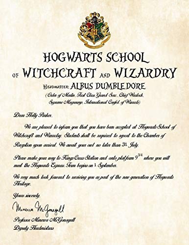 Amazon Com Personalized Harry Potter Acceptance Letter Hogwarts Make Your Own