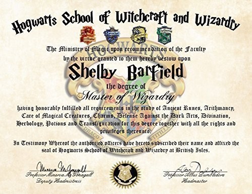 Amazon Com Personalized Harry Potter Diploma Hogwarts School Of Make Your Own