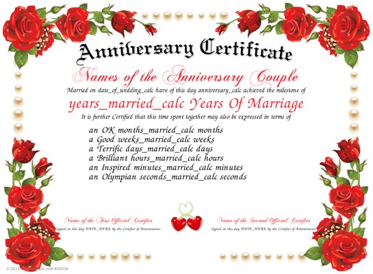 Anniversary Certificate 50th Wedding Template