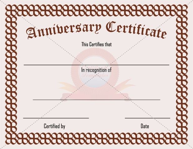 Anniversary Certificate Template ANNIVERSARY CERTIFICATE TEMPLATES Work