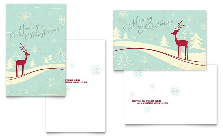 Antique Deer Greeting Card Template Word Publisher Free Photo Christmas Templates