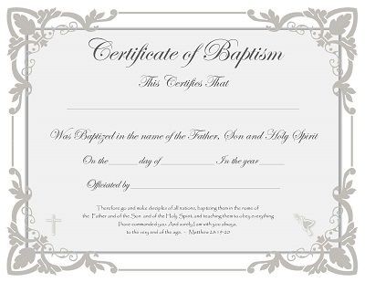 Apostolic Baptism Certificate Template Free Printable Pdf
