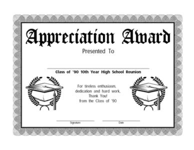 Appreciation Award Certificate Templates Teachers Family Reunion
