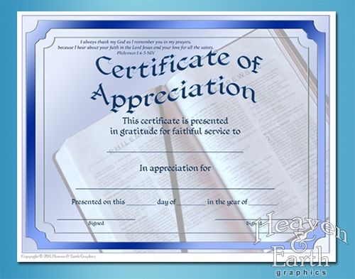 Appreciation Certificates Certificate Theme Christian Of