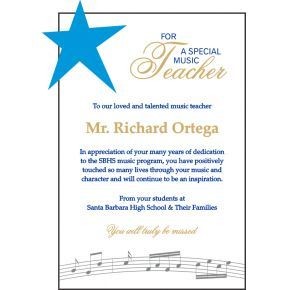 Appreciation Plaque For Music Teachers DIY Awards Certificate Of