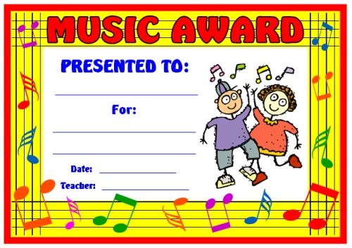Art And Music Award Certificates Children S Templates