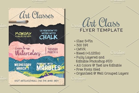 Art Class Flyer Template Templates Creative Market Flyers Free
