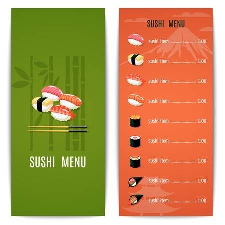 Asian Food Japanese Restaurant Menu Design Template With Sushi