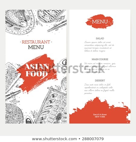 Asian Food Menu Template Linear Graphic Stock Vector Royalty