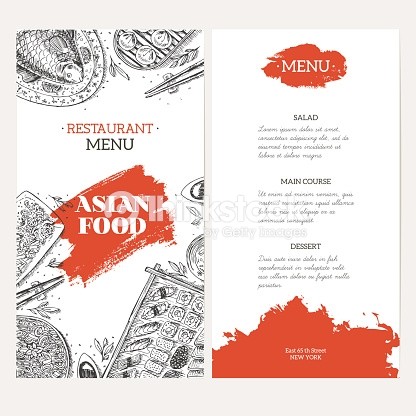 Asian Food Menu Template Linear Graphic Vector Illustration