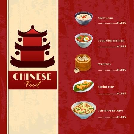 Asian Food Menu Template With Traditional Chinese Dishes