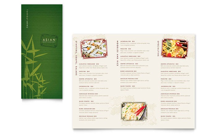 Asian Restaurant Take Out Brochure Template Design