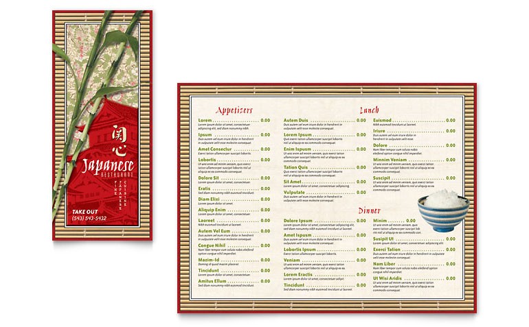 Asian Restaurant Templates Word Publisher PowerPoint Menu Template