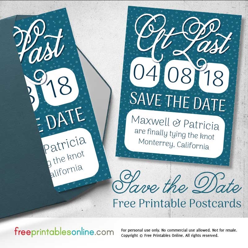 At Last Printable Save The Date Postcards