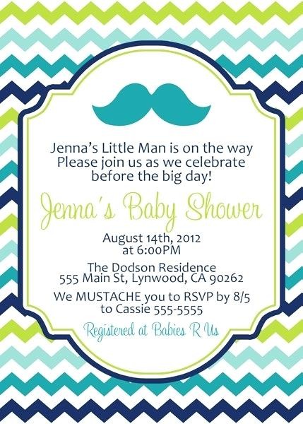 Attractive Mustache Baby Shower Invitations Which Can Be Used As Free Invitation