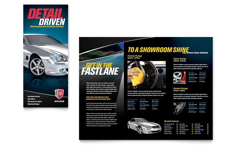 Auto Detailing Tri Fold Brochure Template Word Publisher Car Free Download