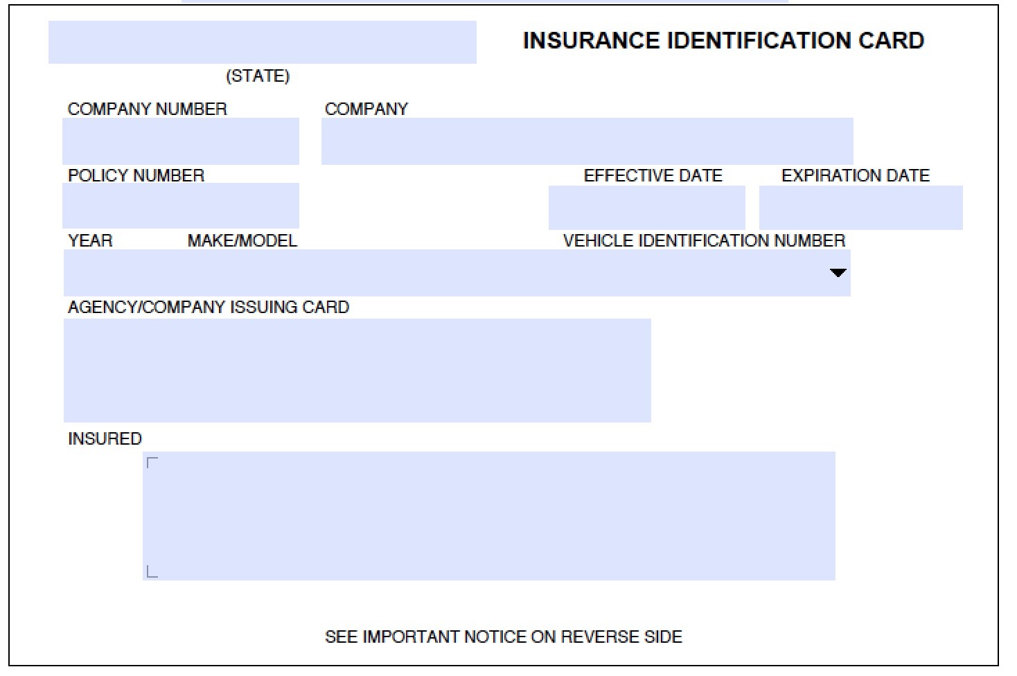 Auto Insurance Card Template Car Certificate