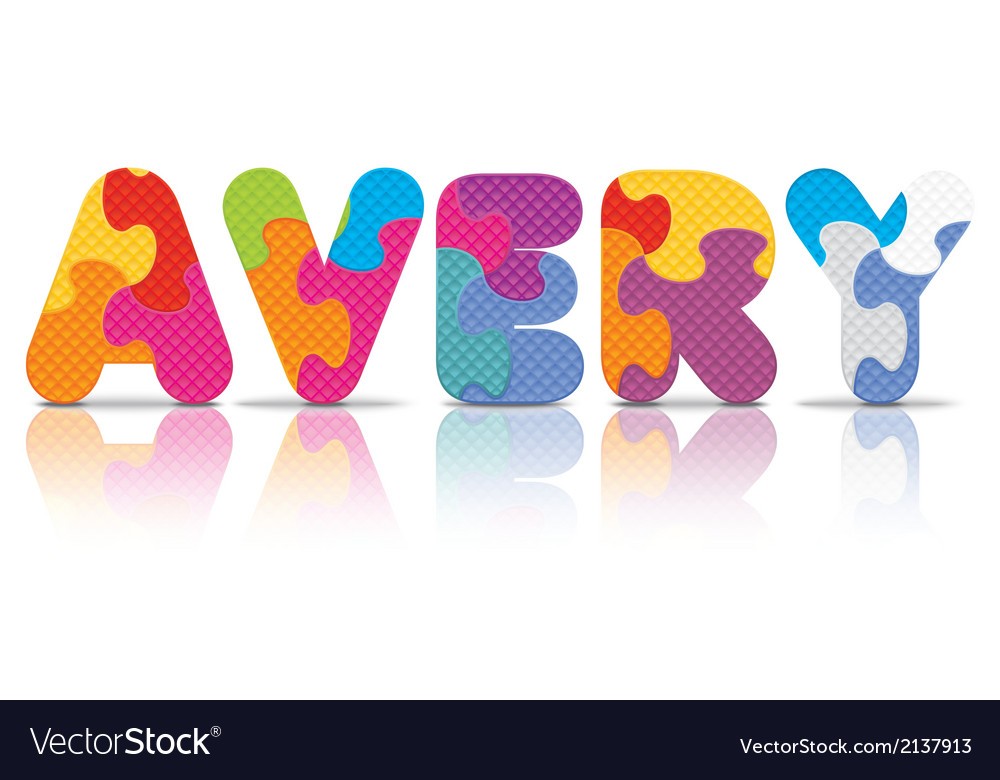 AVERY Written With Alphabet Puzzle Royalty Free Vector Image Avery Clip