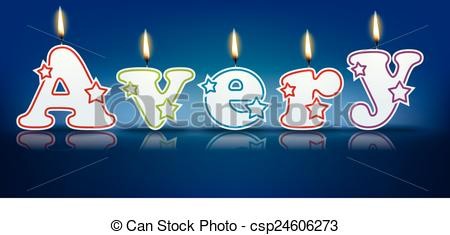 Avery Written With Burning Candles Vector Illustration Clip