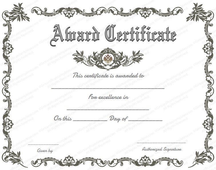 Award Certificate Template Academic