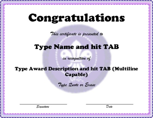 Award Certificate Templates Eagle Scout Template
