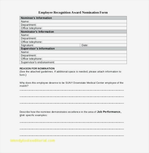 Award Nomination Form Employee Recognition Template Awesome Awards