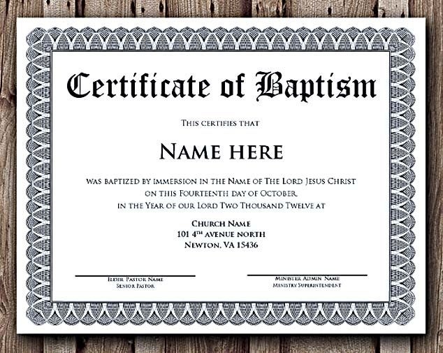 Awesome Award Template Word Baptism Certificate Editable