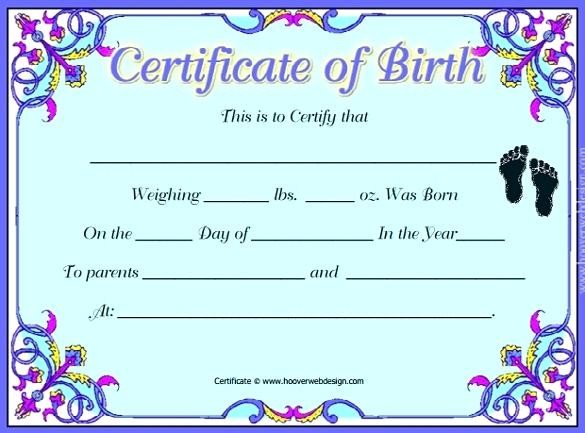 Baby Birth Certificate Template Format Download Pdf Free Templates Blank