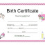Baby Doll Birth Certificate Template Ba For