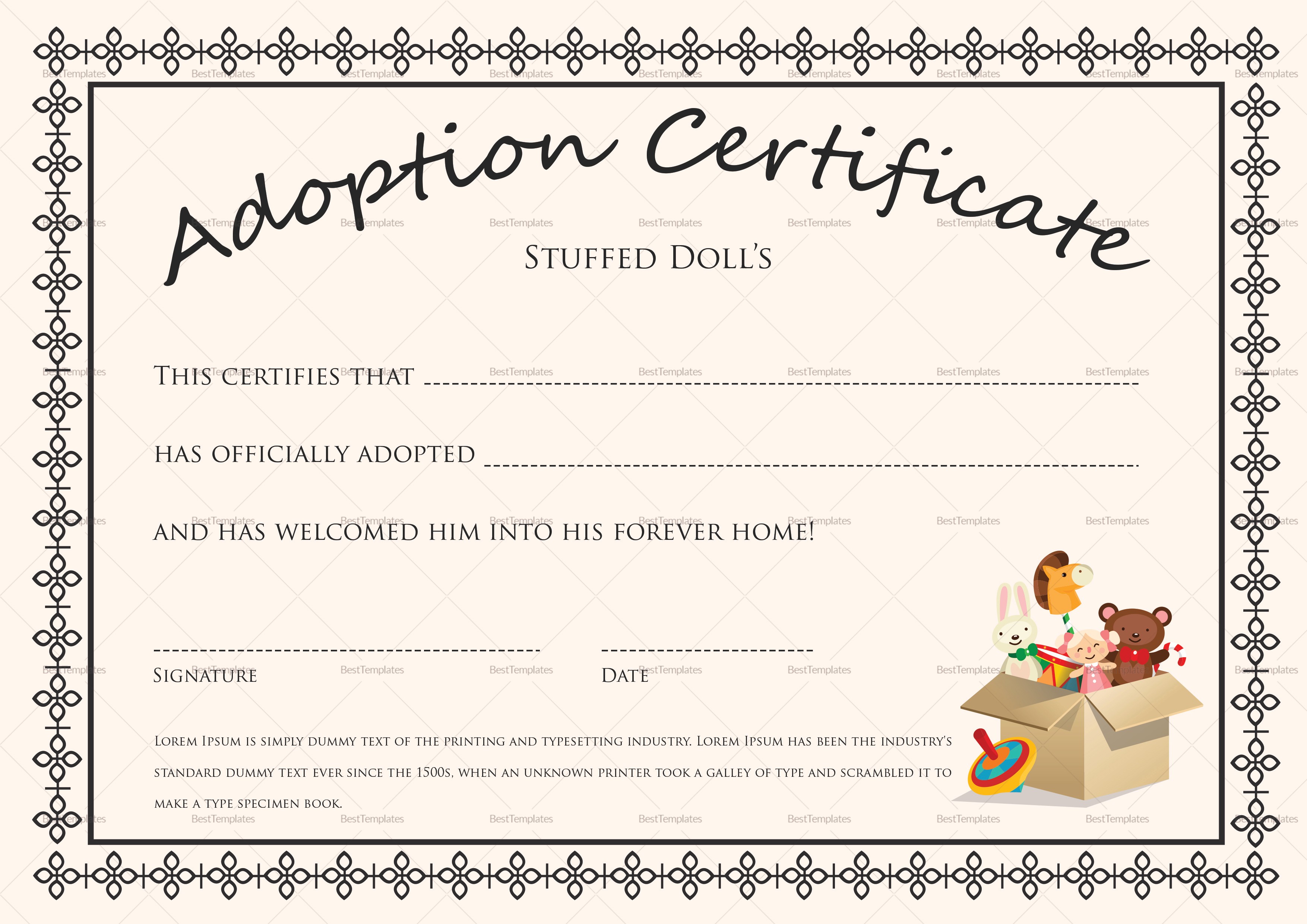 Baby Doll Birth Certificate Template Brochure Templates Free For