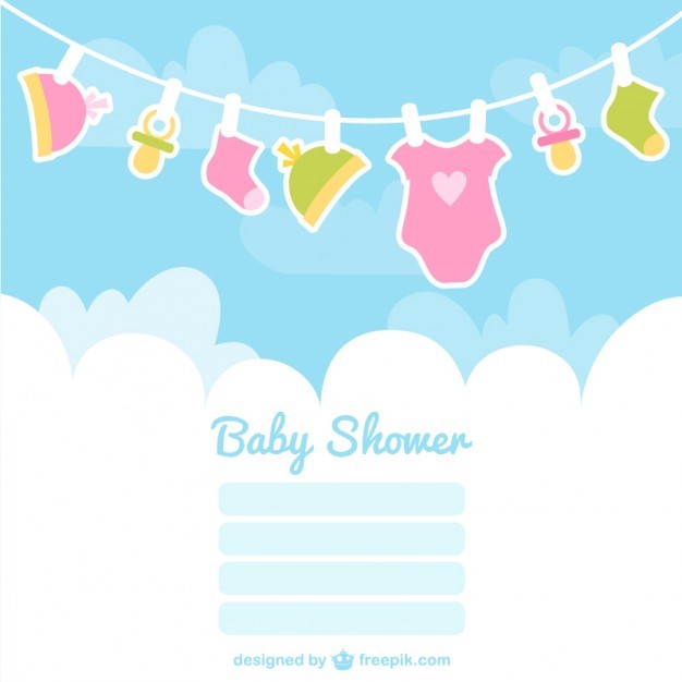 Baby Shower Card With Clothes Vector Free Download Wallpaper