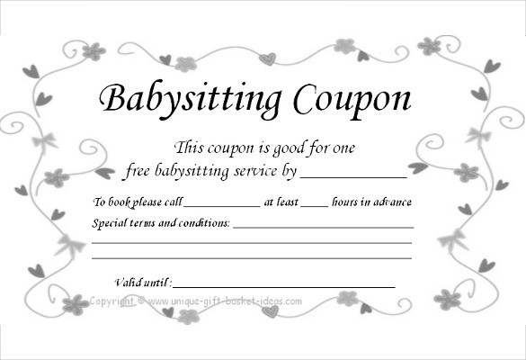 Baby Sitting Coupon Template 10 Free Printable PDF Documents Date Night