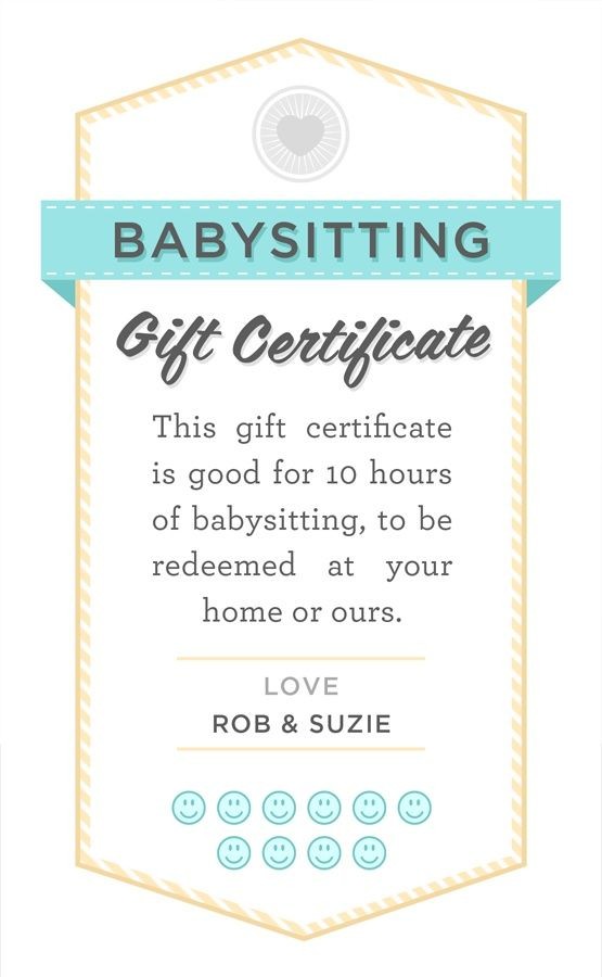 Babysitter Date Night Printable Babysitting Gift Certificate