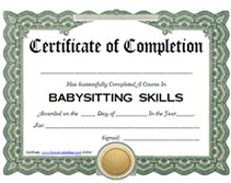 Babysitting Certification Certificate Printable Templates Free Template